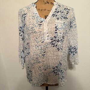 CHARLIE B lightweight gauze top 3/4 sleeves Large